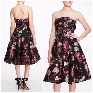 {Marchesa Notte} Floral Fil Coupé Strapless Fit & Flare Dress, Size 4, NWT
